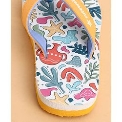 Cute Walk by Babyhug Slip On Flip Flops With Tropical Print - White