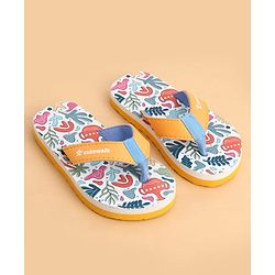 Cute Walk by Babyhug Slip On Flip Flops With Tropical Print - White