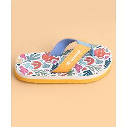 Cute Walk by Babyhug Slip On Flip Flops With Tropical Print - White
