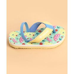 Cute Walk by Babyhug Back Strap Flip Flops With Watermelon Print - Yellow