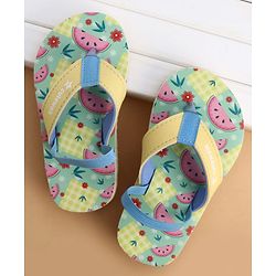 Cute Walk by Babyhug Back Strap Flip Flops With Watermelon Print - Yellow