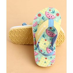 Cute Walk by Babyhug Back Strap Flip Flops With Watermelon Print - Yellow