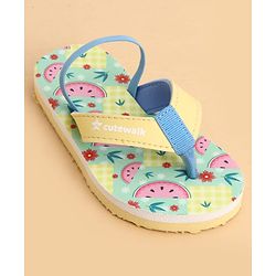 Cute Walk by Babyhug Back Strap Flip Flops With Watermelon Print - Yellow
