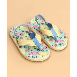 Cute Walk by Babyhug Back Strap Flip Flops With Watermelon Print - Yellow