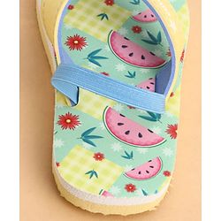 Cute Walk by Babyhug Back Strap Flip Flops With Watermelon Print - Yellow
