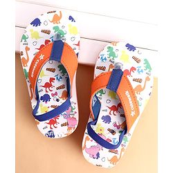 Cute Walk by Babyhug Back Strap Dino Printed Flip Flops - Orange & White