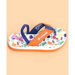 Cute Walk by Babyhug Back Strap Dino Printed Flip Flops - Orange & White