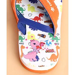 Cute Walk by Babyhug Back Strap Dino Printed Flip Flops - Orange & White
