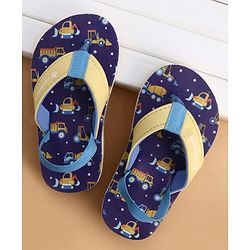 Cute Walk by Babyhug Back Strap Flip Flops With Vehicle Print - Blue
