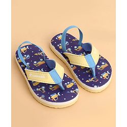 Cute Walk by Babyhug Back Strap Flip Flops With Vehicle Print - Blue