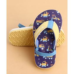 Cute Walk by Babyhug Back Strap Flip Flops With Vehicle Print - Blue