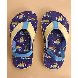 Cute Walk by Babyhug Back Strap Flip Flops With Vehicle Print - Blue