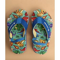 Cute Walk by Babyhug Back Strap Flip Flops With Dino Print - Blue
