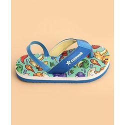Cute Walk by Babyhug Back Strap Flip Flops With Dino Print - Blue