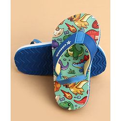 Cute Walk by Babyhug Back Strap Flip Flops With Dino Print - Blue
