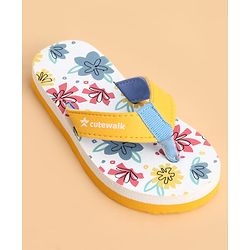 Cute Walk by Babyhug Slip On Flip Flops With Floral Print - Yellow