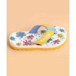 Cute Walk by Babyhug Slip On Flip Flops With Floral Print - Yellow