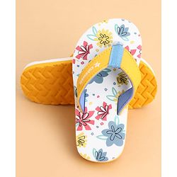 Cute Walk by Babyhug Slip On Flip Flops With Floral Print - Yellow