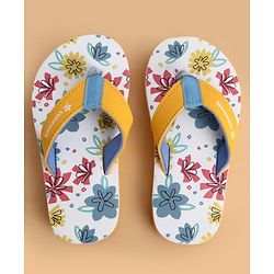 Cute Walk by Babyhug Slip On Flip Flops With Floral Print - Yellow