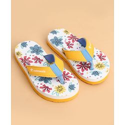 Cute Walk by Babyhug Slip On Flip Flops With Floral Print - Yellow