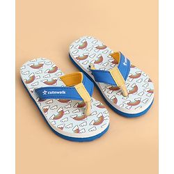Cute Walk by Babyhug Slip On Flip Flops With Rainbow Print - Blue