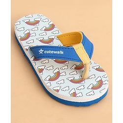 Cute Walk by Babyhug Slip On Flip Flops With Rainbow Print - Blue