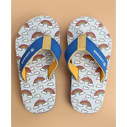 Cute Walk by Babyhug Slip On Flip Flops With Rainbow Print - Blue