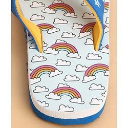 Cute Walk by Babyhug Slip On Flip Flops With Rainbow Print - Blue