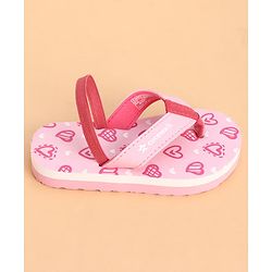 Cute Walk by Babyhug Back Strap Flip Flops With Hearts Print - Pink