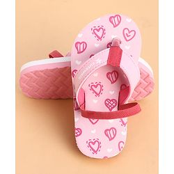 Cute Walk by Babyhug Back Strap Flip Flops With Hearts Print - Pink