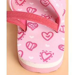 Cute Walk by Babyhug Back Strap Flip Flops With Hearts Print - Pink