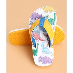 Cute Walk by Babyhug Slip On Dino Printed Flip Flops - Yellow
