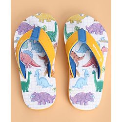 Cute Walk by Babyhug Slip On Dino Printed Flip Flops - Yellow