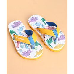Cute Walk by Babyhug Slip On Dino Printed Flip Flops - Yellow