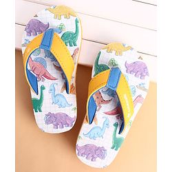 Cute Walk by Babyhug Slip On Dino Printed Flip Flops - Yellow