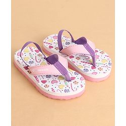Cute Walk by Babyhug Back Strap Closure Flip Flops With Candy Print - White & Pink
