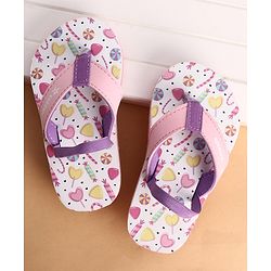 Cute Walk by Babyhug Back Strap Closure Flip Flops With Candy Print - White & Pink