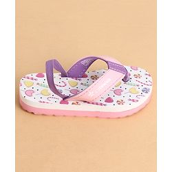 Cute Walk by Babyhug Back Strap Closure Flip Flops With Candy Print - White & Pink