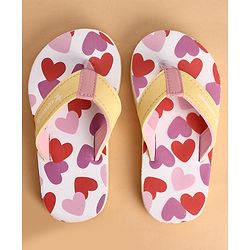 Cute Walk by Babyhug Slip On Closure Flip Flops With Heart Print - Pink
