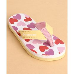 Cute Walk by Babyhug Slip On Closure Flip Flops With Heart Print - Pink