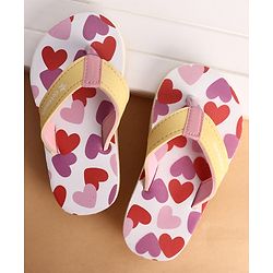 Cute Walk by Babyhug Slip On Closure Flip Flops With Heart Print - Pink