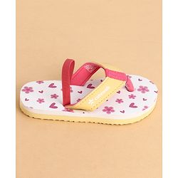 Cute Walk by Babyhug Back Strap Closure Flip Flops With Floral Print - White & Pink
