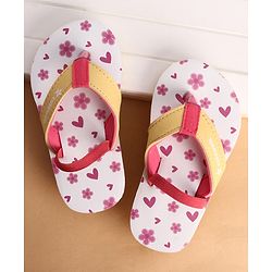 Cute Walk by Babyhug Back Strap Closure Flip Flops With Floral Print - White & Pink
