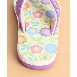 Cute Walk by Babyhug Slip On Closure Flip Flops With Floral Print - Purple & Yellow