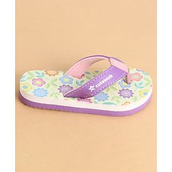 Cute Walk by Babyhug Slip On Closure Flip Flops With Floral Print - Purple & Yellow