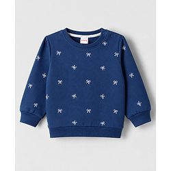 Babyhug Heavy Gauge 100% Cotton Terry Knit Full Sleeves Sweatshirts With Bow & Text Print Pack of 2 - Navy & Pink