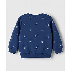 Babyhug Heavy Gauge 100% Cotton Terry Knit Full Sleeves Sweatshirts With Bow & Text Print Pack of 2 - Navy & Pink