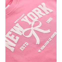 Babyhug Heavy Gauge 100% Cotton Terry Knit Full Sleeves Sweatshirts With Bow & Text Print Pack of 2 - Navy & Pink