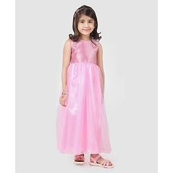 Babyhug Sleeveless Ethnic Dresses With Woven Yoke - Blush Pink