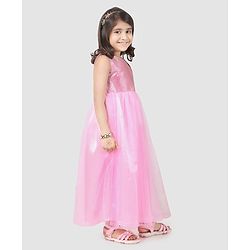 Babyhug Sleeveless Ethnic Dresses With Woven Yoke - Blush Pink